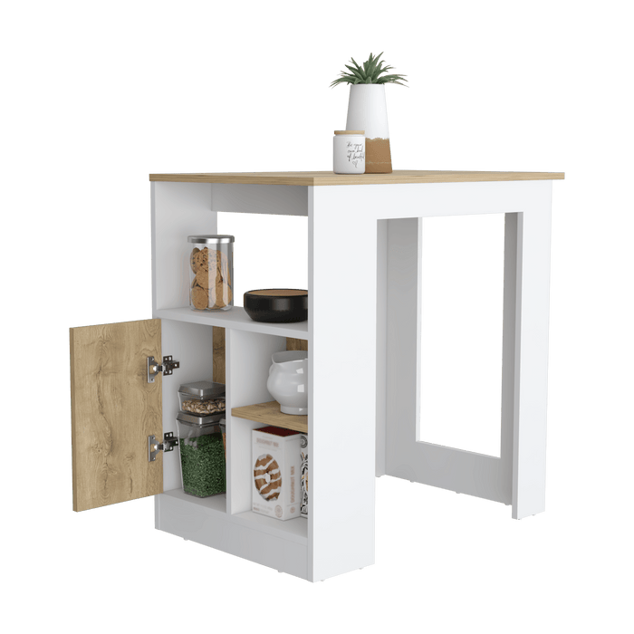 BARRA DE COCINA CALA, BLANCO DUQUEZA Y MACADAMIA, CON UN CAJON Y ENTREPAÑOS ZF