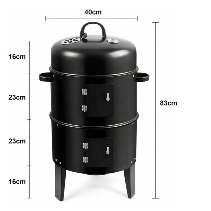BARRIL ASADOR AHUMADOR PARILLA BRASERO 80CM PORTÁTIL 3 EN 1