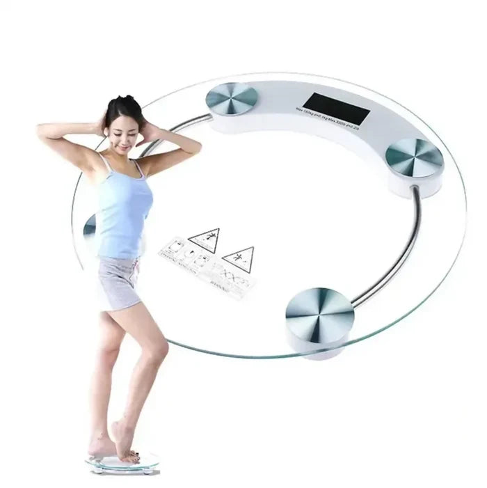 BÁSCULA DE PESO DIGITAL TRANSPARENTE VIDRIO CIRCULAR SCREEN