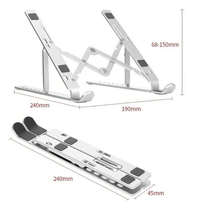 BASE SOPORTE AJUSTABLE LAPTOP STAND ALUMINIO PLEGABLE 8 POSICIONES