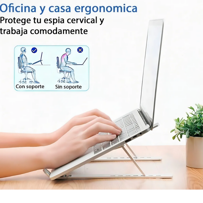 BASE SOPORTE AJUSTABLE LAPTOP STAND ALUMINIO PLEGABLE 8 POSICIONES