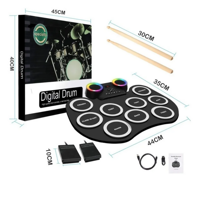 BATERÍA ELECTRÓNICA DE MESA DIGITAL DRUM LED BLUETOOTH