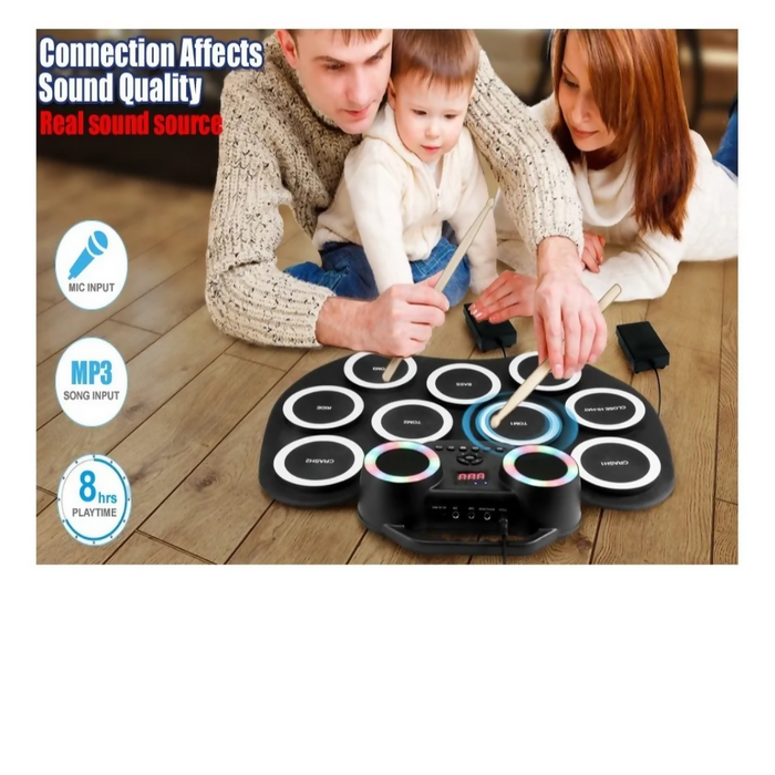 BATERÍA ELECTRÓNICA DE MESA DIGITAL DRUM LED BLUETOOTH