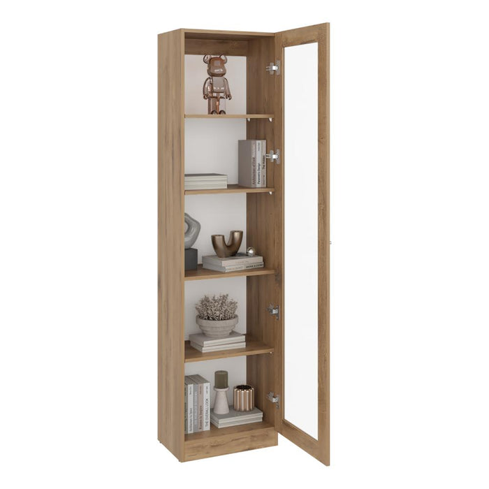 Biblioteca Home Eco Con Puerta En Vidrio, Macadamia, con Cinco Entrepaños ZF