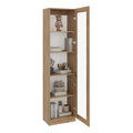 Biblioteca Home Eco Con Puerta En Vidrio, Macadamia, con Cinco Entrepaños ZF