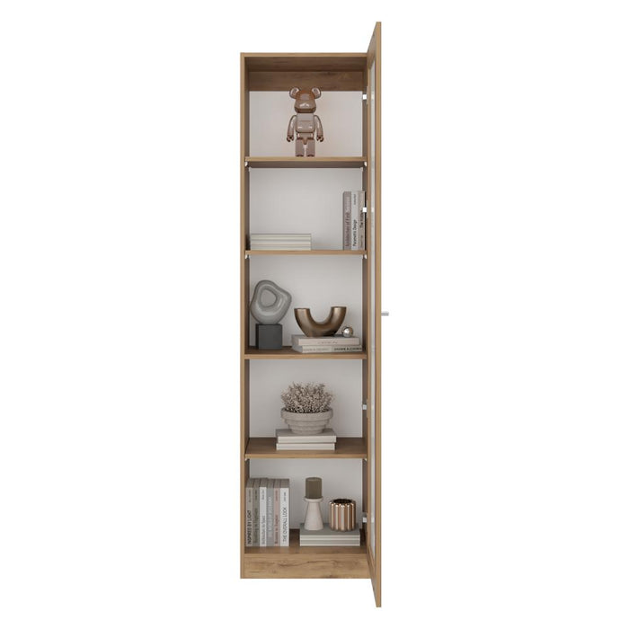 Biblioteca Home Eco Con Puerta En Vidrio, Macadamia, con Cinco Entrepaños ZF