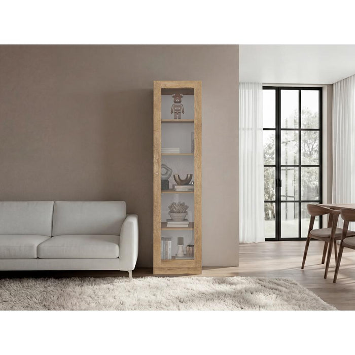 Biblioteca Home Eco Con Puerta En Vidrio, Macadamia, con Cinco Entrepaños ZF