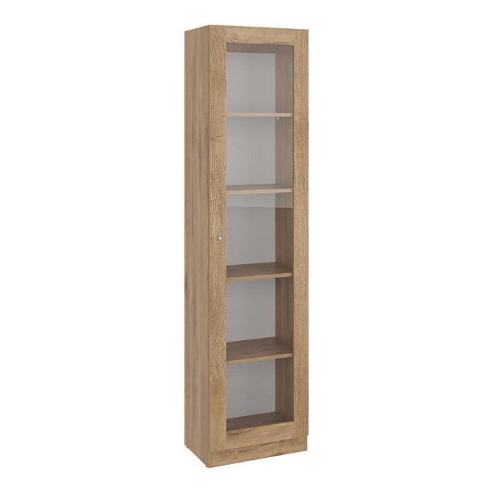 Biblioteca Home Eco Con Puerta En Vidrio, Macadamia, con Cinco Entrepaños ZF