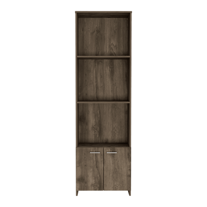 BIBLIOTECA MILÁN, NOGAL, CON DOS PUERTAS ABATIBLES Y TRES ENTREPAÑOS