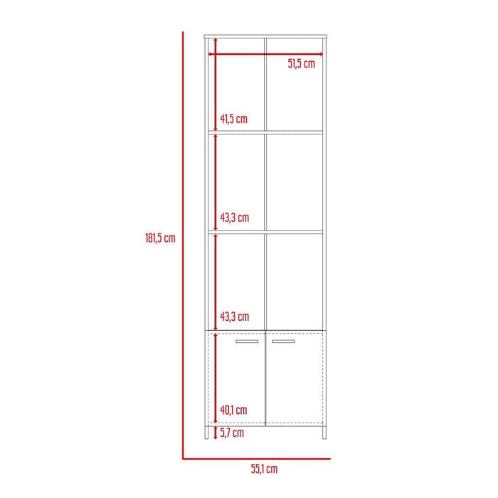 BIBLIOTECA MILÁN, NOGAL, CON DOS PUERTAS ABATIBLES Y TRES ENTREPAÑOS