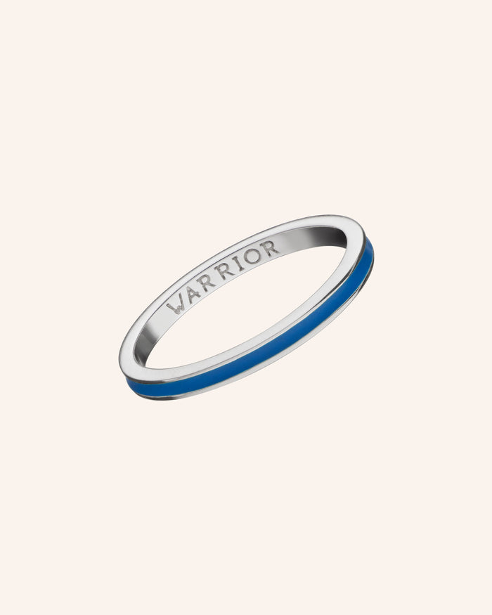 Blue “Warrior” Poesy Stackable Ring
