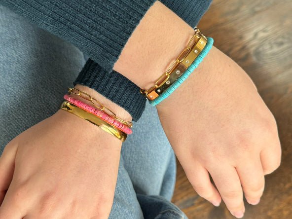 Bold Elegant Radiant Bracelet Set | Pink | LINK, design your own