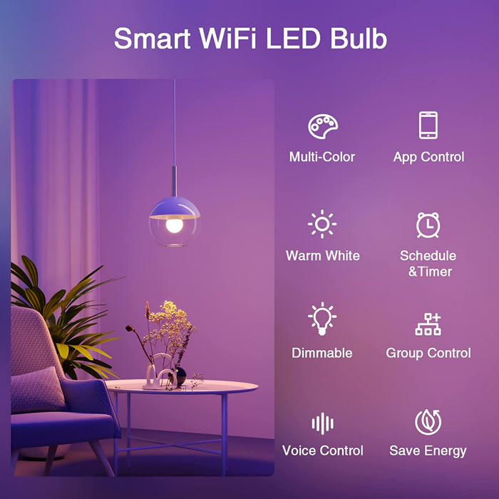 BOMBILLO LED INTELIGENTE WIFI MULTICOLOR ALEXA Y GOOGLE HOME