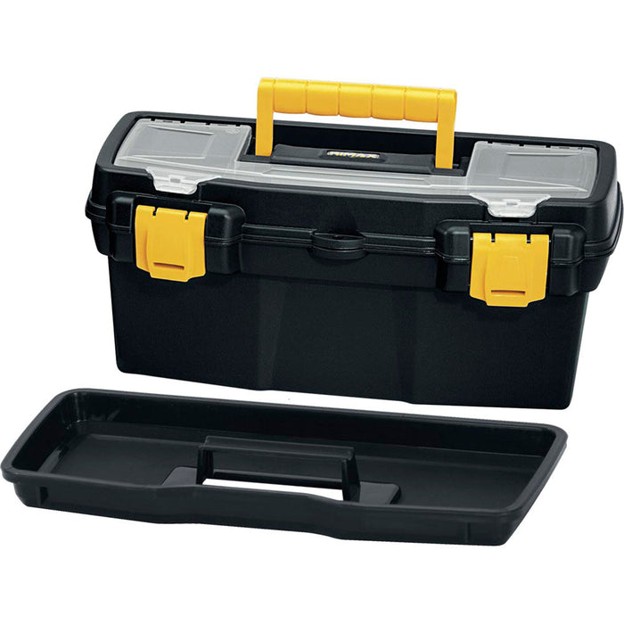 Caja Herramientas 16" Apilable con Tapa Organizadora Cerradura Plástica Negro
