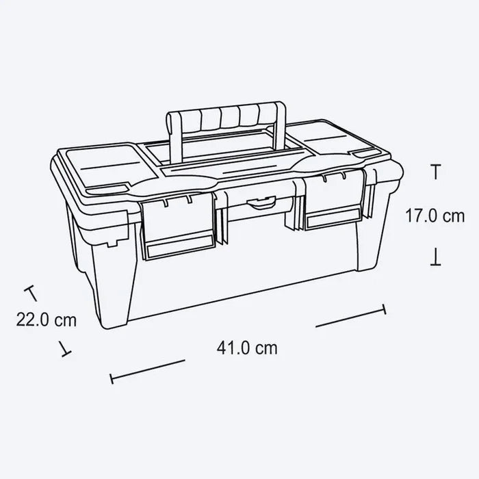 Caja Herramientas 16" con Tapa Organizadora Cerradura Plástica Negro