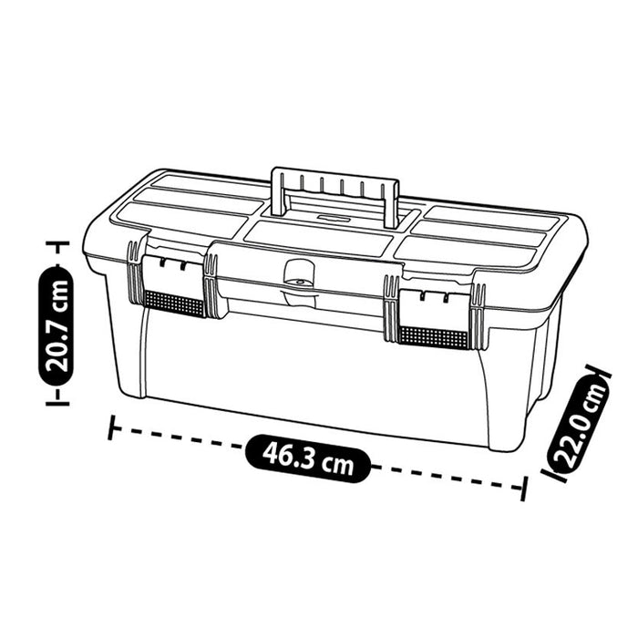 Caja Herramientas 18" con Tapa Organizadora Cerradura Plástica Negro