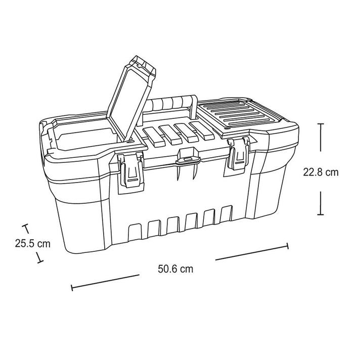 Caja Herramientas 20" Cerradura Plástica Negro vm