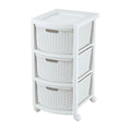 Cajonero Apariencia Rattan 3 Gavetas Altas Blanco Nieve