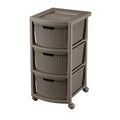 Cajonero Apariencia Rattan 3 Gavetas Altas Mocca