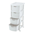 Cajonero Apariencia Rattan 4 Gavetas Altas Blanco Nieve
