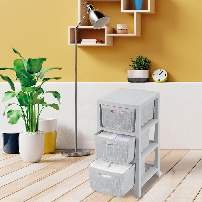 Cajonero Fique 3 Gavetas Gris Hielo