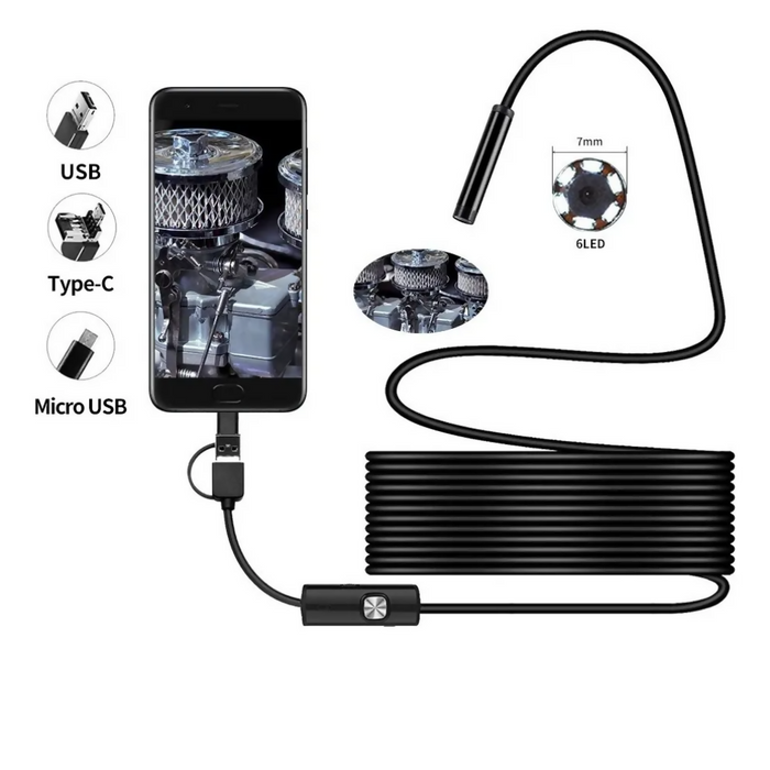 CÁMARA ENDOSCOPIO PARA CELULAR Y PC USB TIPO C 5 MTS