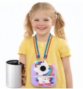 CÁMARA INFANTIL INSTANTÁNEA CON IMPRESORA UNICORNIO (LILA)