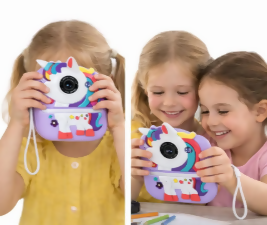CÁMARA INFANTIL INSTANTÁNEA CON IMPRESORA UNICORNIO (LILA)
