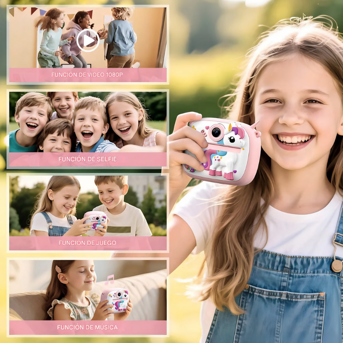 CÁMARA INSTANTÁNEA AM300 PARA NIÑOS IMPRESIÓN TÉRMICA VIDEOS ROSA