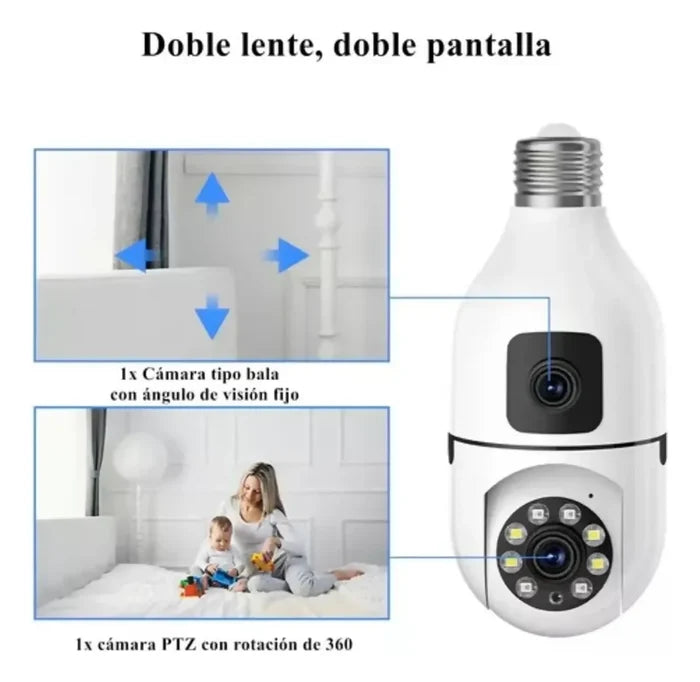 CÁMARA IP BOMBILLO DOBLE LENTE