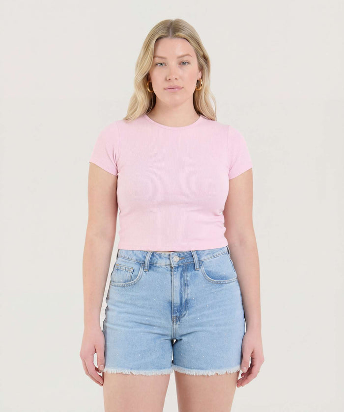 CAMISETA CROP TOP MANGA CORTA 40092695