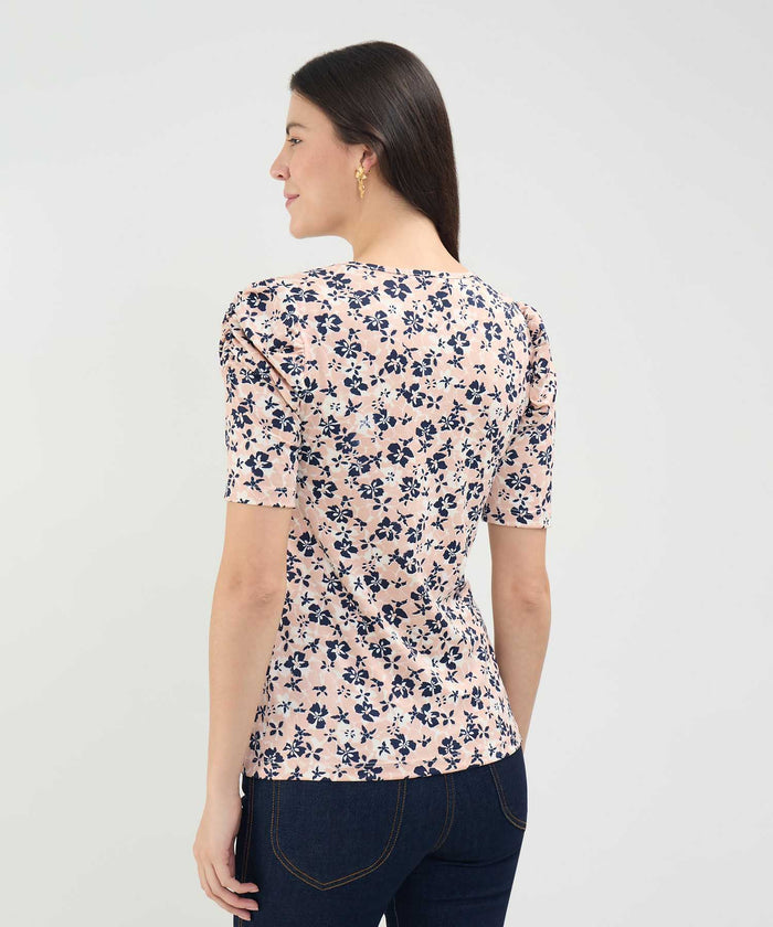 CAMISETA M/C CON RUCHE ESTAMPADA 30092947