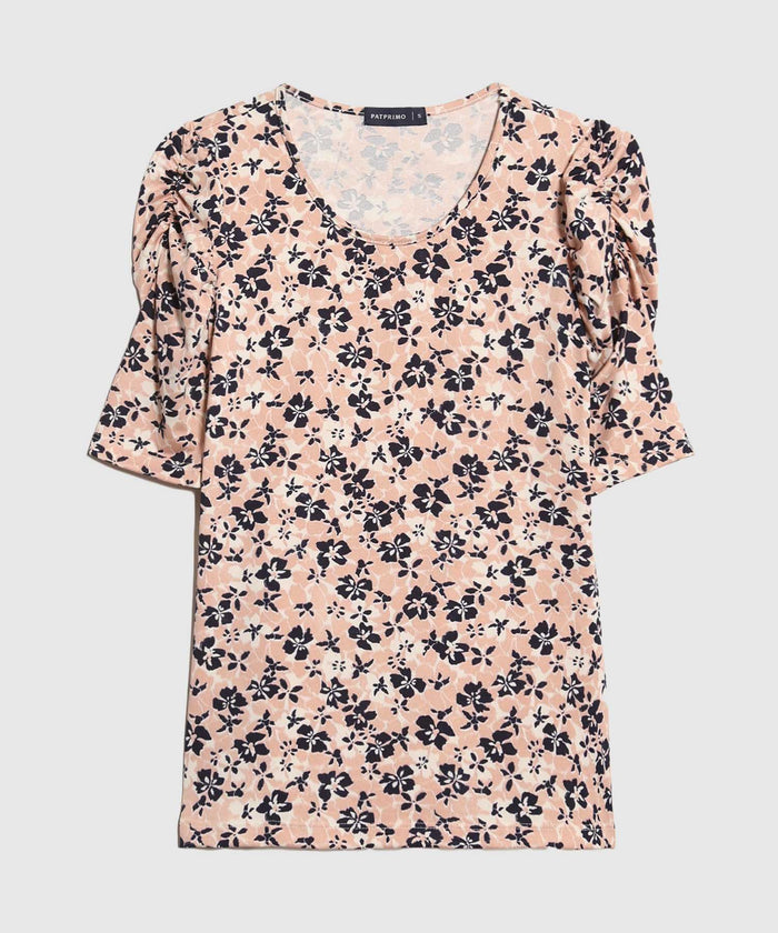 CAMISETA M/C CON RUCHE ESTAMPADA 30092947