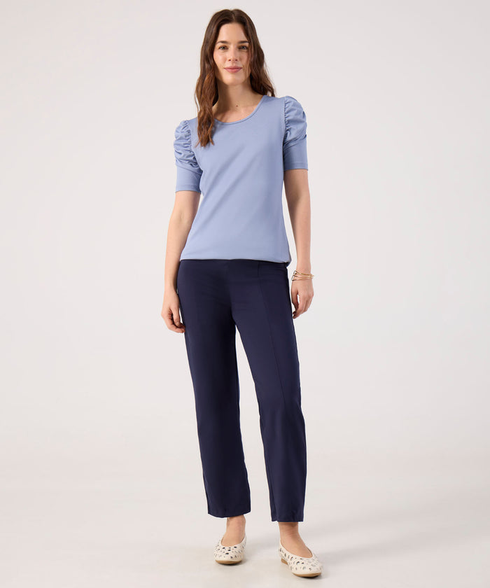 CAMISETA M/C UNICOLOR CON RUCHE 30092946