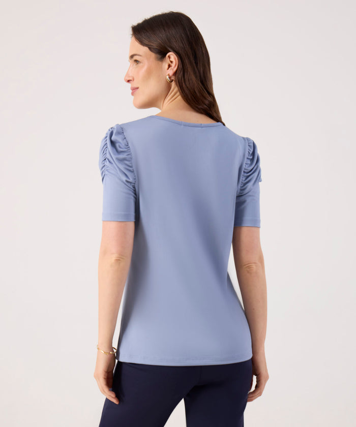 CAMISETA M/C UNICOLOR CON RUCHE 30092946