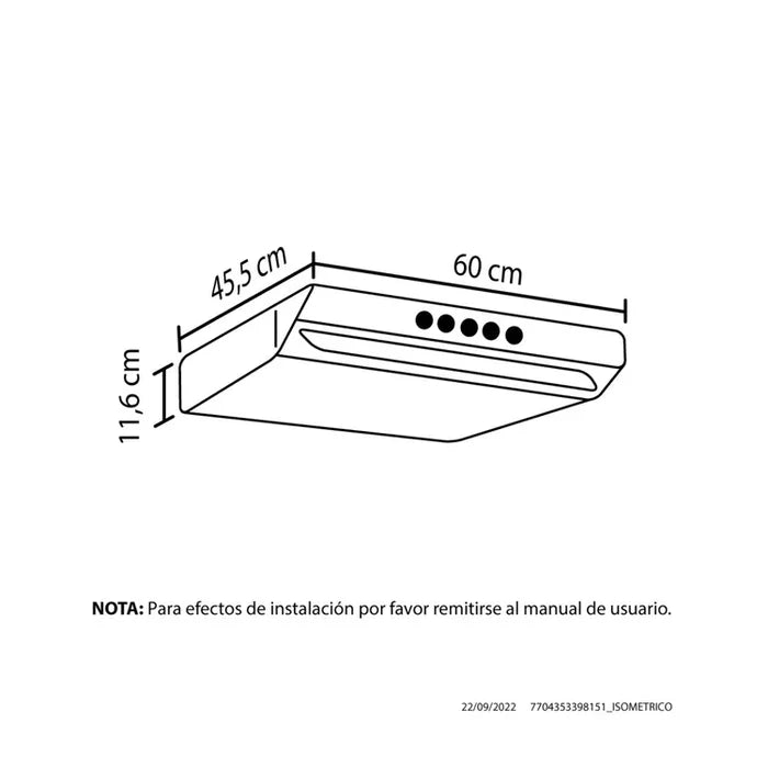 Campana Kala Inox 60 cm 3 velocidades Haceb