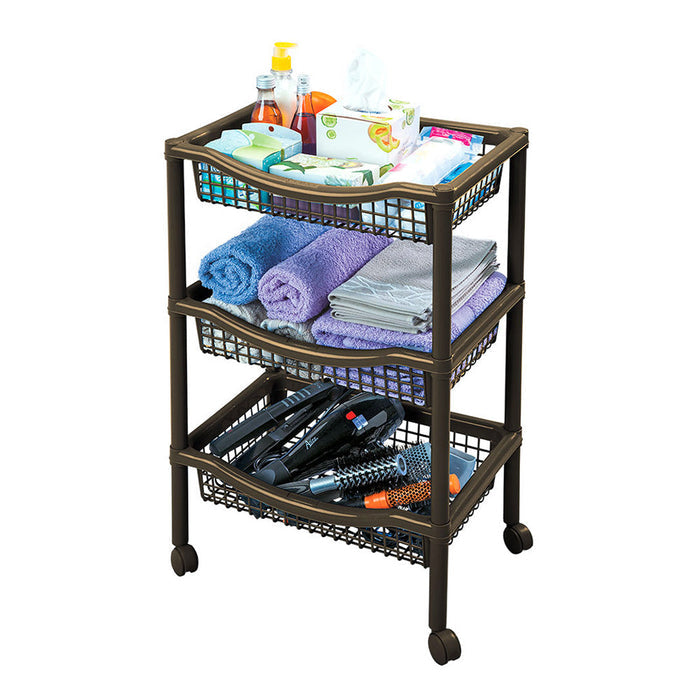 Canasta Móvil Rectangular de 3 Niveles Wengue