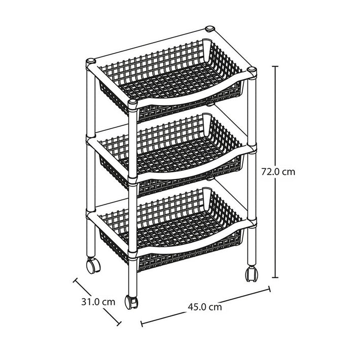 Canasta Móvil Rectangular de 3 Niveles Wengue