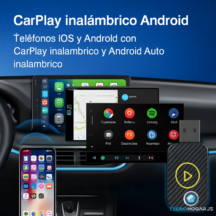CAR PLAY ANDROID AUTO INALÁMBRICO ADAPTADOR USB TECNOHOGARJS