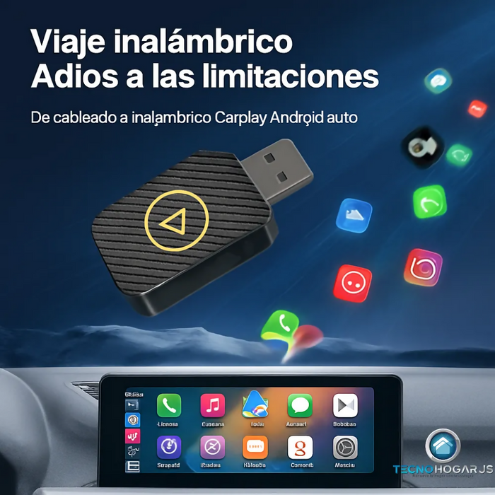 CAR PLAY ANDROID AUTO INALÁMBRICO ADAPTADOR USB TECNOHOGARJS