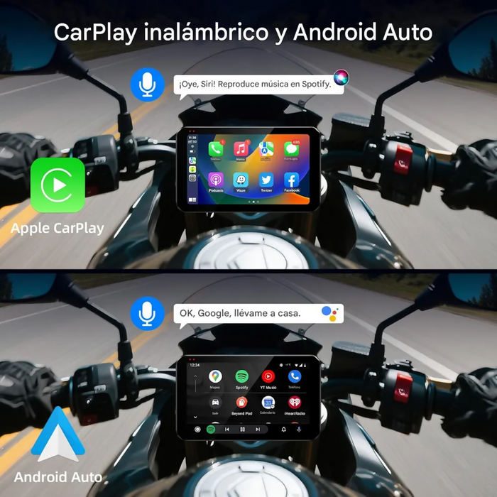 CARPLAY MOTOS USB DVR CÁMARAS 2K SENSOR PRESIÓN LLANTAS WIFI