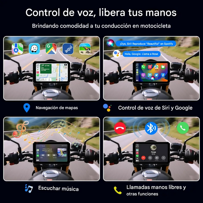 CARPLAY MOTOS USB DVR CÁMARAS 2K SENSOR PRESIÓN LLANTAS WIFI