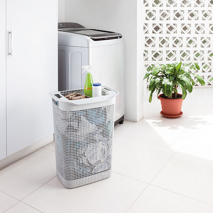 Cesta Para Ropa Linum Con Tejido Premium Blanco