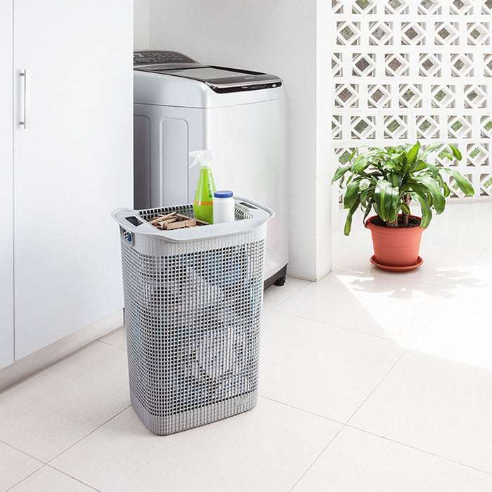 Cesta Para Ropa Linum Con Tejido Premium Gris Hielo