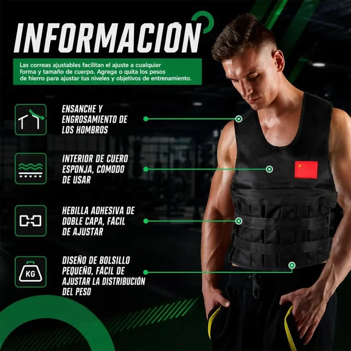 CHALECO PESAS ENTRENAMIENTO 20 KG 40 LBS ENTRENAMIENTO GYM AJUSTABLE ALTA RESISTENCIA
