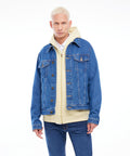 CHAQUETA TRUCKER TONO AZUL MEDIO CON DESGASTES 45080375