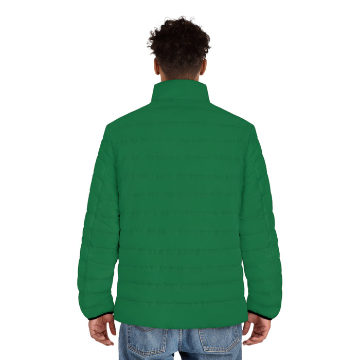 Christmas In The Park Red Puffer Jacket — Men’s Holiday Quilted Coat