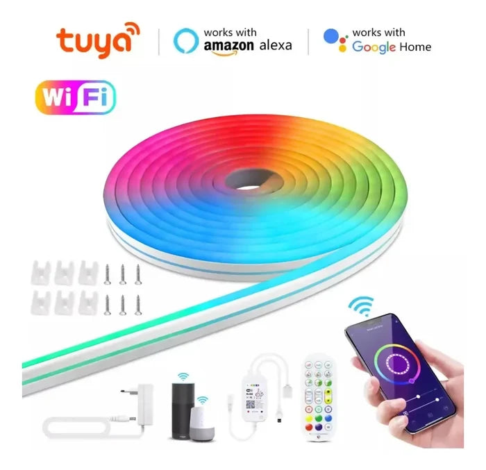 CINTA LUZ NEÓN RGB LED MANGUERA 5 METROS MICRÓFONO RÍTMICA