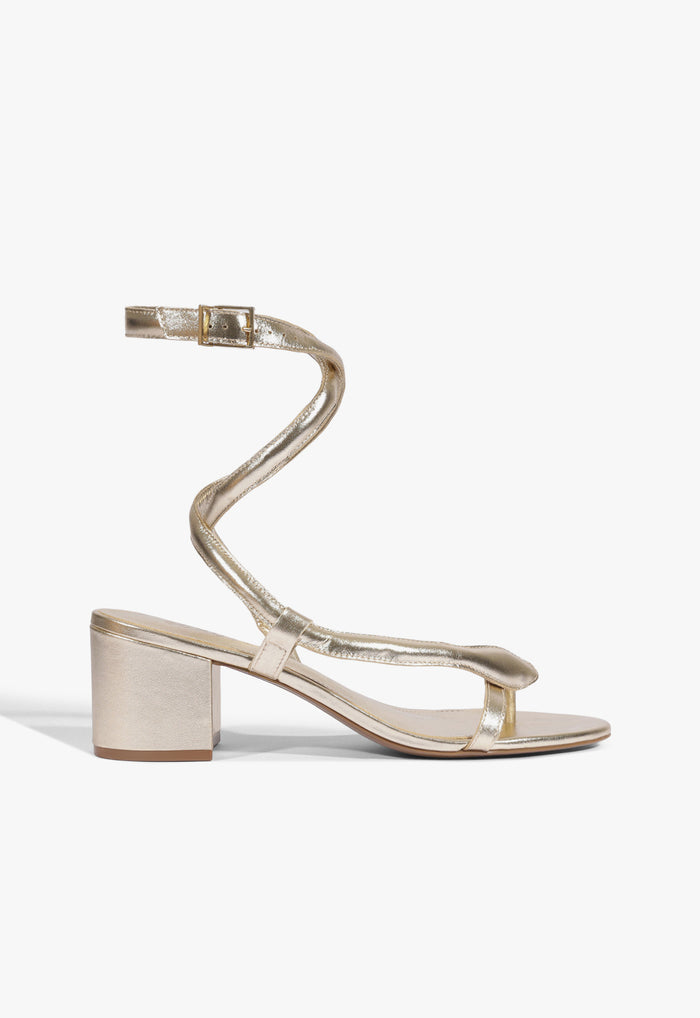 Cleo Metallic Leather Sandal 5 Platinum Metallic - Schutz Shoes