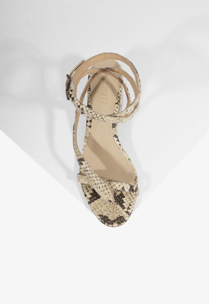 Cleo Snake Print Leather Sandal - Schutz Shoes